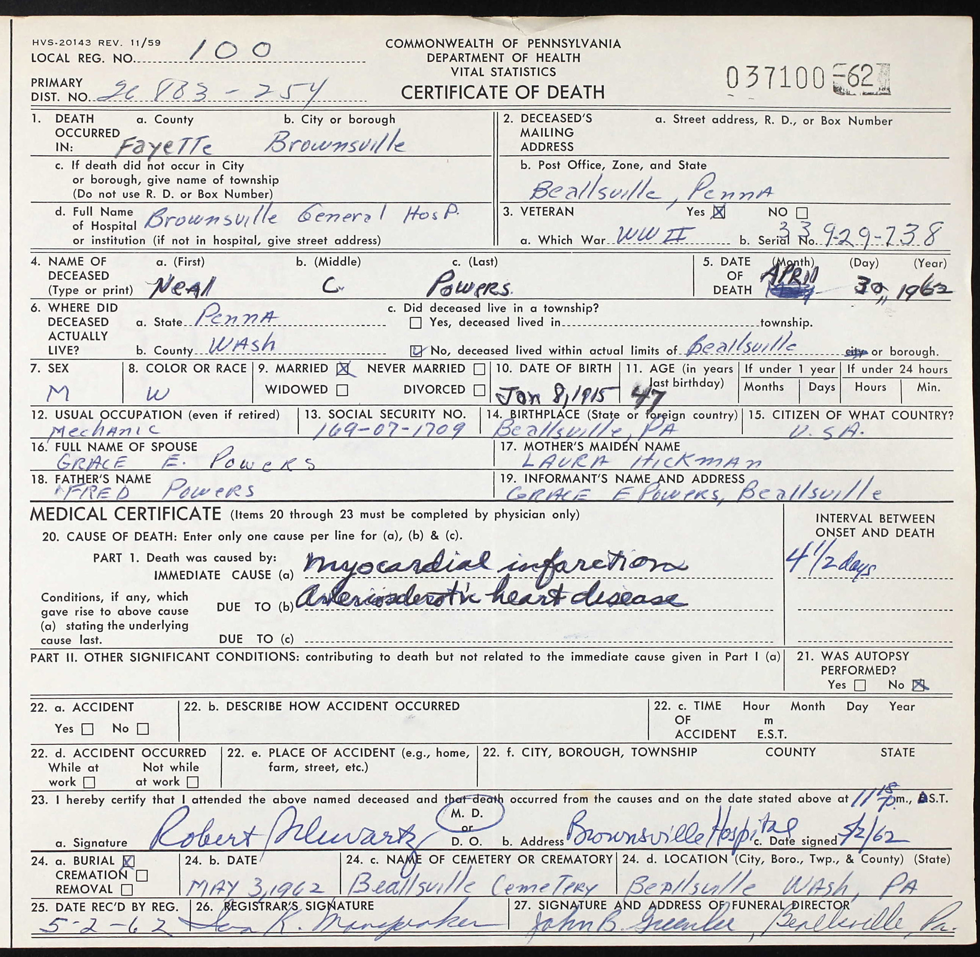 death certificate